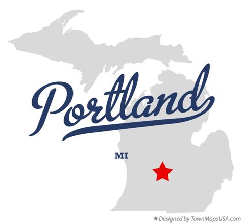 Map of Portland, MI, Michigan