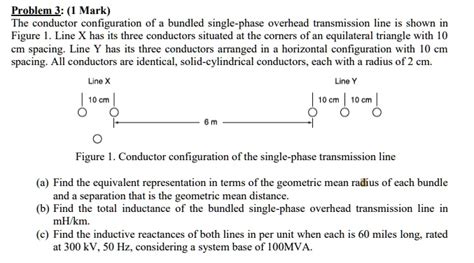 Solved Problem 3 1 Mark The Conductor Configuration Of A Bundled Single Phase Overhead