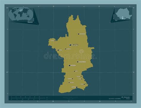 Olt Romania Solid Labelled Points Of Cities Stock Illustration