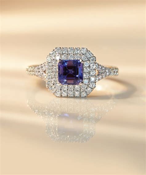 Tanzanite Diamond Double Halo Cocktail Ring Phillip Stoner The Jeweller