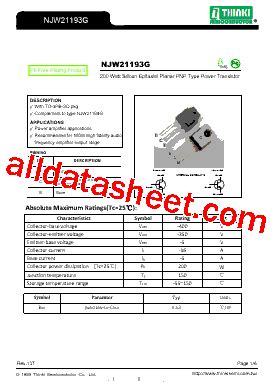 NJW21193G Datasheet PDF Thinki Semiconductor Co Ltd