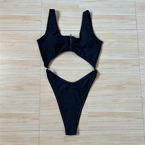 Shein Cut Out Black One Piece Womens Fashion Swimwear Bikinis