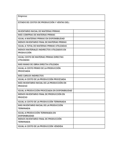 Formato De Costos Pdf