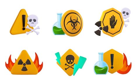 Premium Vector Hazard 3D Signs Biohazard And Radiation Warning