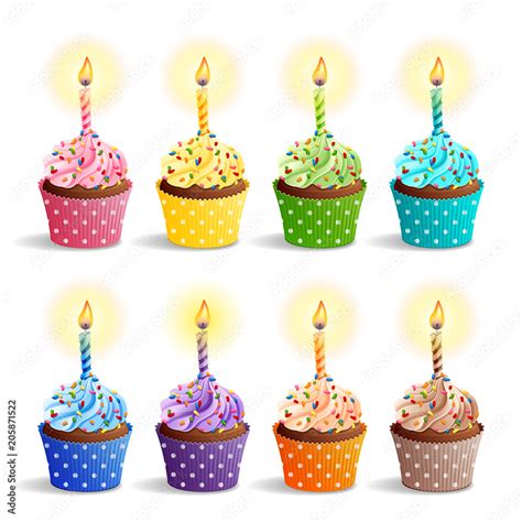 Birthday Cupcakes Icons Stock Vector Adobe Stock