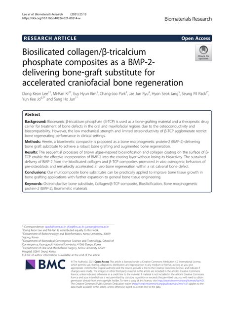 PDF Biosilicated collagen β tricalcium phosphate composites as a BMP