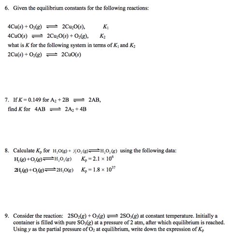 Solved Given The Equilibrium Constants For The Following Chegg