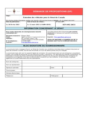 Remplissable En Ligne Modle De Demande De Propositions Et De Contrat