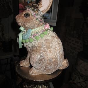 Crowned Shabby Chic Rabbit Eclectic Bunny Ooak Bunny Easter Decor Etsy