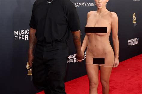 Kanye West S Wife Bianca Censori Shocks Grammys Red Carpet With Nude Look
