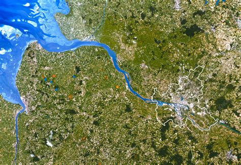 True Colour Satellite Image Of Hamburg Germany Stock Image E780