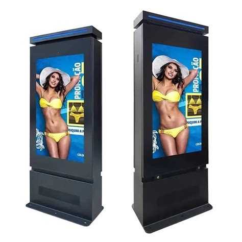 43 Inch Info Capacitive Touch Kiosk Totem Double Side Solar Outdoor