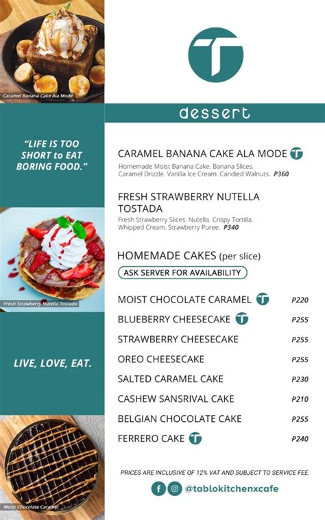 Tablo Kitchen Philippines Menu And Prices September Philmenu