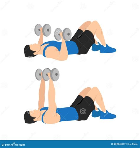 Dumbbell Floor Chest Press Exercise Stock Vector Illustration Of