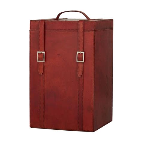 Litton Lane 4 Bottle Red Leather Modern Wine Holder 041331 The Home Depot