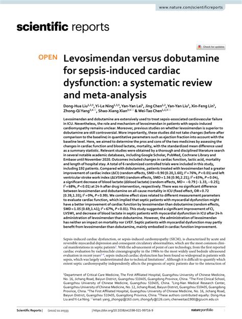 Pdf Levosimendan Versus Dobutamine For Sepsis Induced Cardiac Dysfunction A Systematic Review