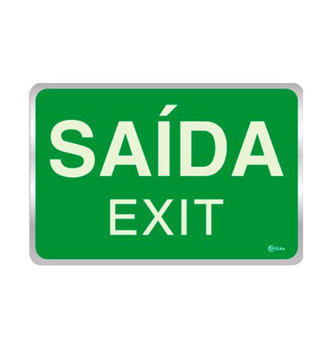 Placa Aviso de Saída 10x25cm Verde Indika Santil