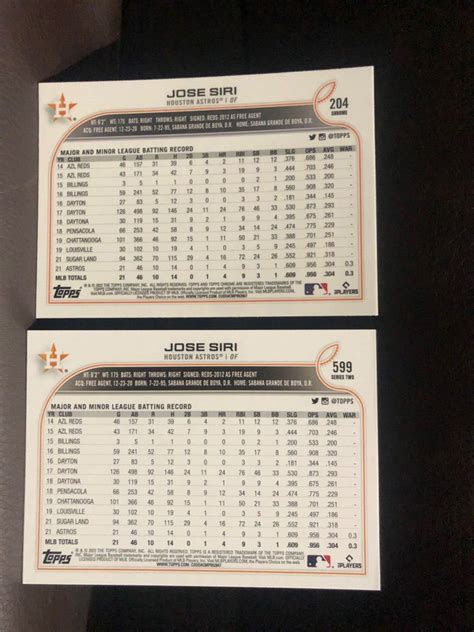 2022 Topps Chrome Jose Siri RC 204 Base RC 599 Astros EBay