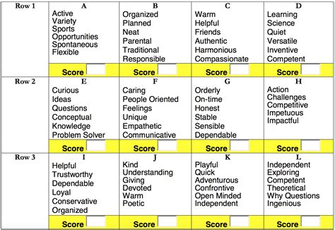 True Colors Printable Personality Test