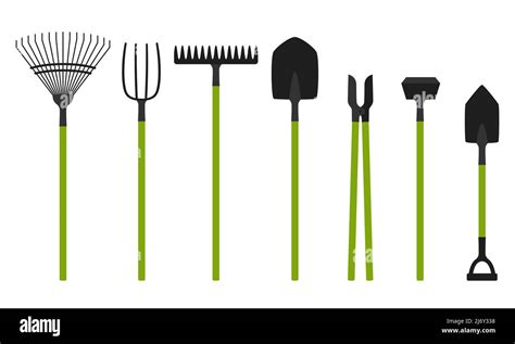 Collection d outils de jardin Râteau pelle fourche pelle Un