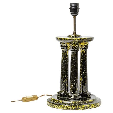 Balck And Yellow 20th Century Columns Ceramic Table Lamp By Dc St Pair 1960 For Sale At 1stdibs