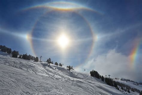 Very Rare Solar Halo And Sundogs Filmed Over Mountain