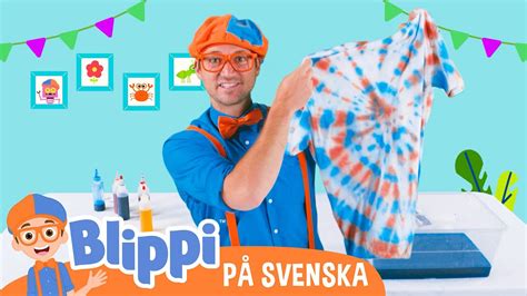 Blippi lär sig om färger för småbarn och gör batiktryck på T shirts