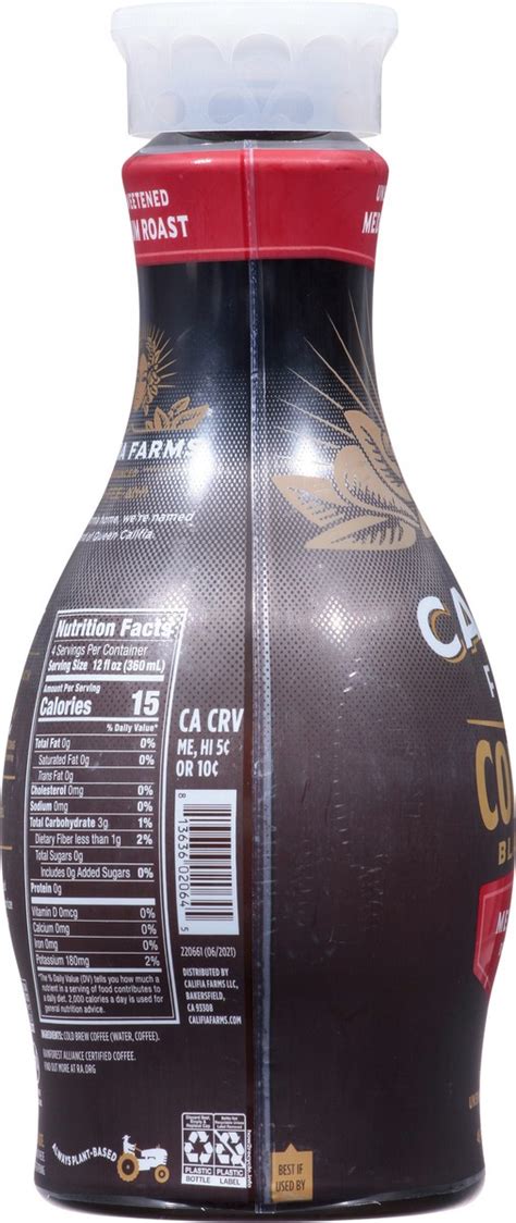 Califia Farms Medium Roast Cold Brew Black Unsweetened Coffee Fl Oz