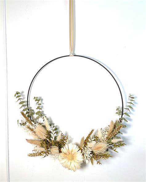 Dried Flower Wreath Ring 35 Or 45 Cm Cream Gold Yellow Etsy