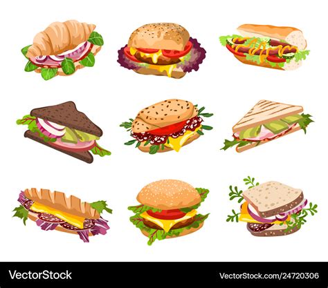 Sandwiches Royalty Free Vector Image Vectorstock