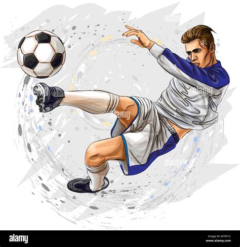 Soccer player kicks the ball Stock Vector Image & Art - Alamy