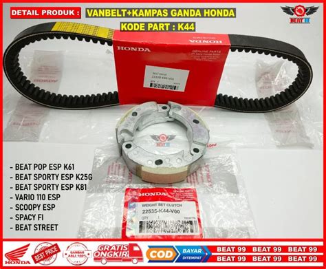 Vanbelt Set Kampas Ganda Honda Beat Pop Beat Fi Vario Scoopy Esp