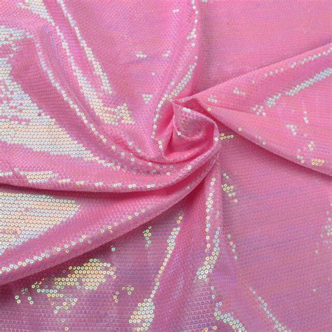 3MM Glitz Laser Sequin Fabric Iridescent Pink Sequin Embroidered