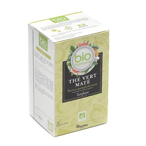 Bio Nutrisanté Thé vert Maté Tonifiant Sachets Pamplemousse