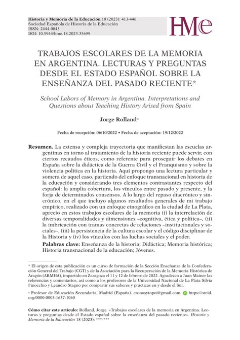 PDF Trabajos Escolares De La Memoria En Argentina Lecturas Y