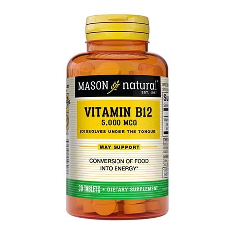 Mason Naturals Vitamin B 12 5000 Mcg Sublingual Tablets 30 Ea 3 Pack