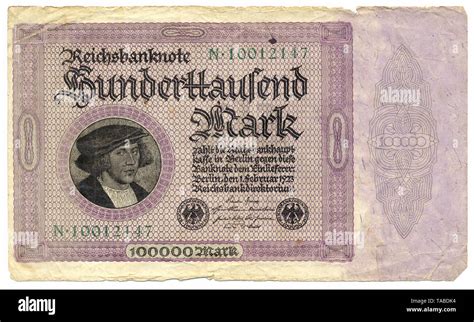 Vor Der Reichsbank Banknote Vorderseite Einer Banknote 100000 Mark