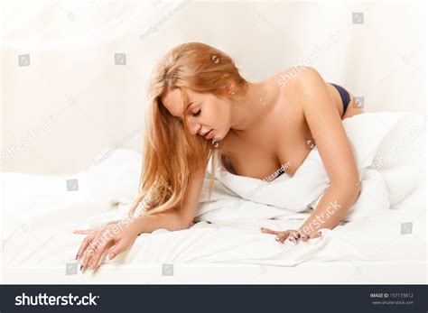 Sexual Blond Woman Lying Naked Bed Stock Photo Shutterstock