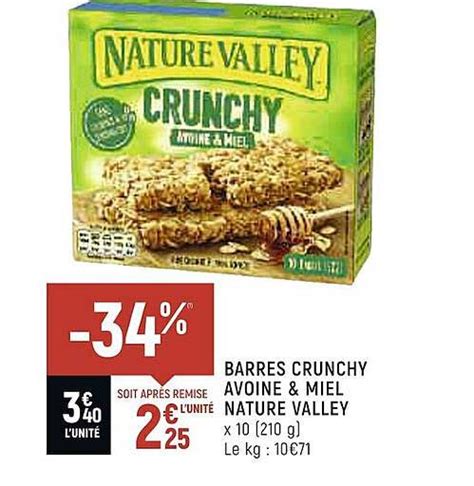 Promo Barres Crunchy Avoine Miel Nature Valley Chez Spar Icatalogue Fr