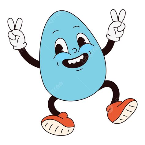 Trendy Retro Easter Egg Mascot In Classic Cartoon Style Vector Sixties