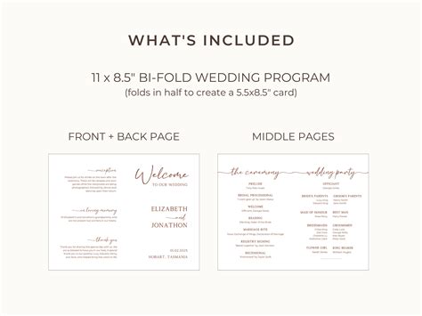 Wedding Program Template Ceremony Program Wedding Template Bifold