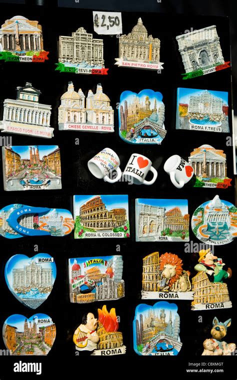 Display Of Souvenir Fridge Magnets Rome Italy Stock Photo Alamy