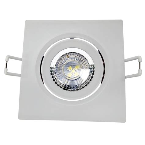 Spot Led 5w Quadrado Direcionável de Embutir Branco Quente 3000k Bivolt