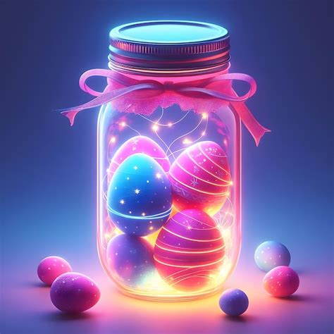 Premium Photo Mason Jar With Colorful Easter Eggs With Fairy Lighting