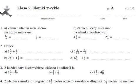 Znalezione Obrazy Dla Zapytania Testy Z Matematyki Dla Klasy Czwartej