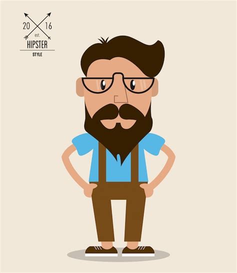 Icono De Dibujos Animados Hombre Estilo Hipster Vector Premium