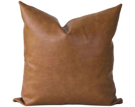 Cognac Leather Pillow Cover X Leather Pillow Lumbar Faux Leather