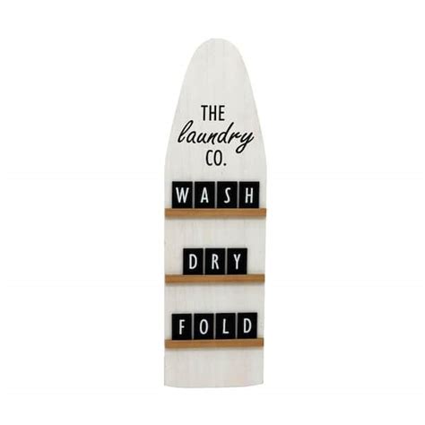 PARISLOFT The Laundry Co Wash Dry Fold Modern Farmhouse Wood Wall