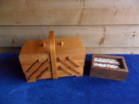 Naaidoos 2 Houten Naaibox Naaikist Met Harmonica Sluiting Hout