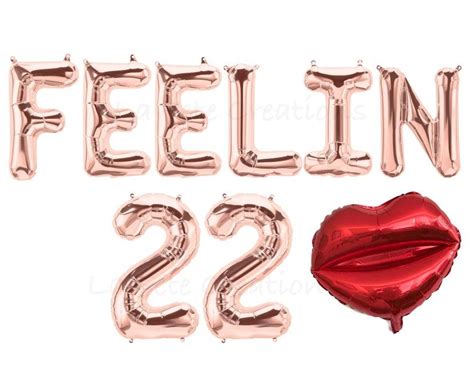 Feelin 22 Balloons 22nd Birthday Feelin 22 Red Kissy Lips Etsy In